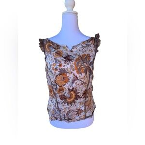 Shin Choi Women’s 100% Silk Floral Blouse Size Medium Made In USA Fairy Boho